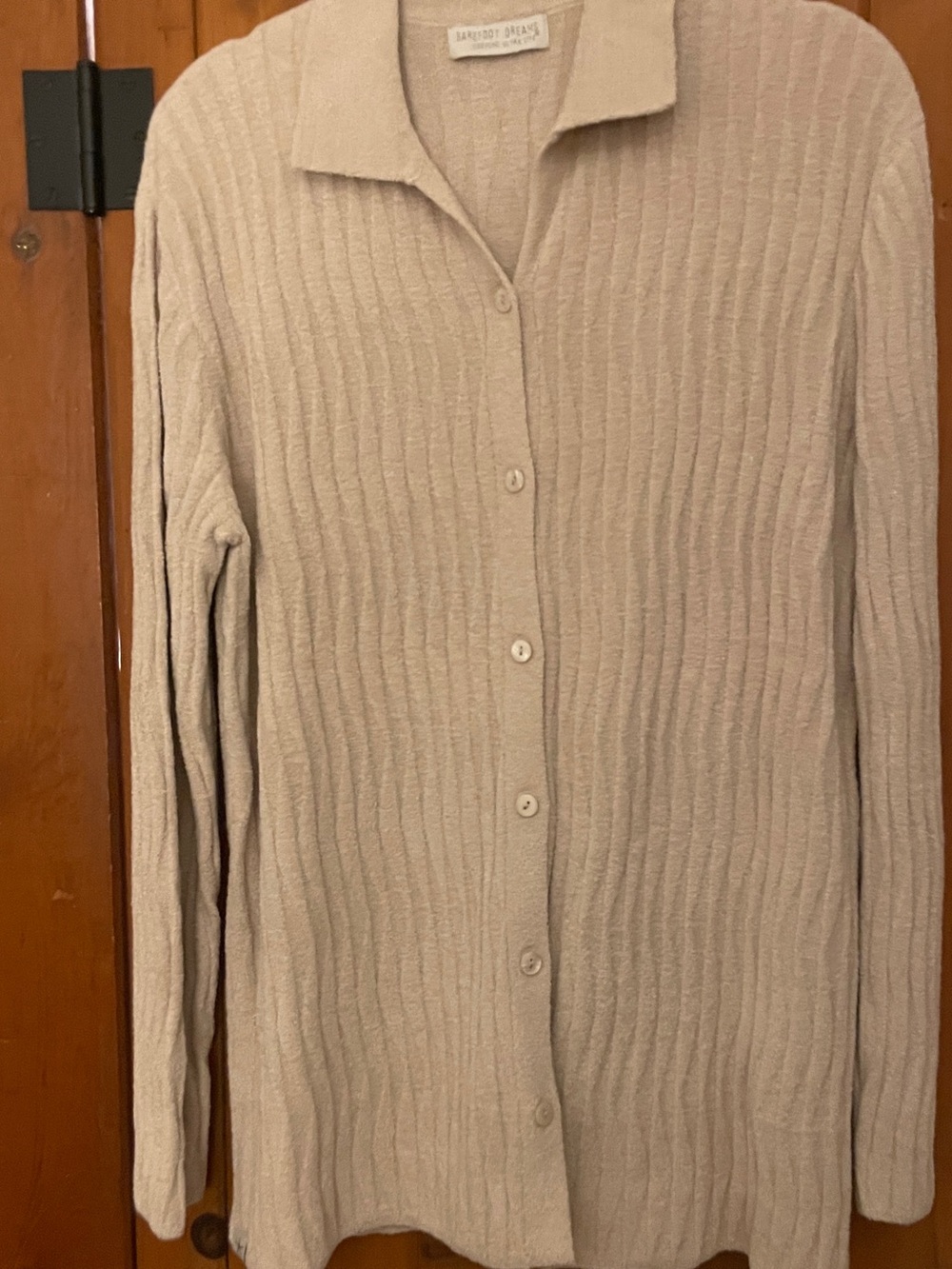 Barefoot Dreams CozyChic Ultra Lite Wave Shirt Button Down Beige L